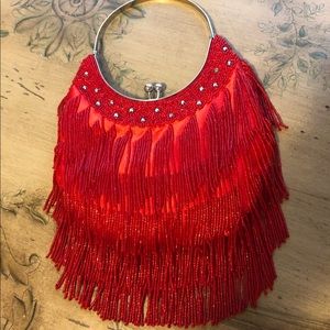 Lapis red beaded evening bag